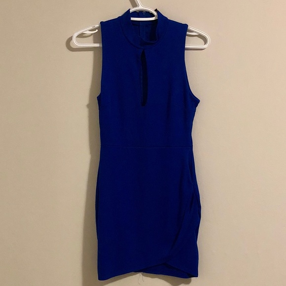 Revamped body con micro mini cobalt blue dress - Picture 2 of 8